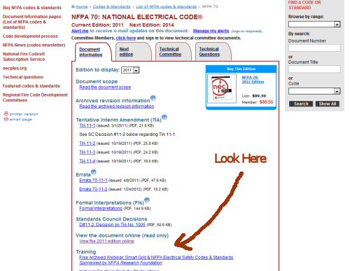Can you get the National Electrical Code online?