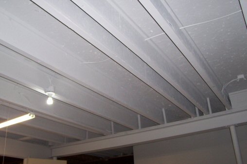 painted basement ceiling joists i-beams