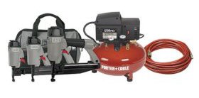 refurbished porter cable air compressor and three nailer kit