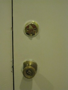 deadbolt screws visible