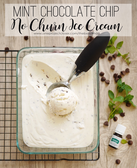 No Churn Mint Chocolate Chip Ice Cream from One Project Closer