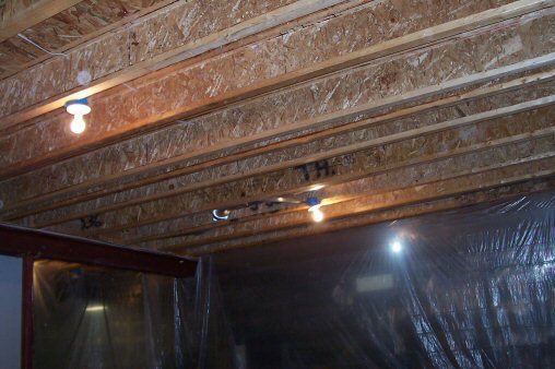 unfinished i-beam ceiling joists