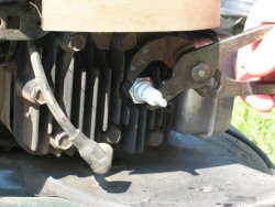 how to change sparkplug on a lawnmower (craftsman)