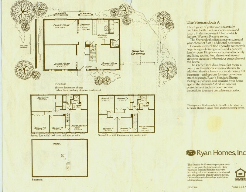 ryan colonial home brochure shenandoah layout