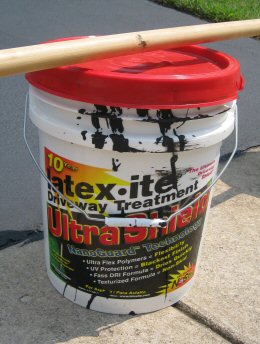 driveway sealer and tools