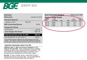 Energy Bill Showing Energy Savings