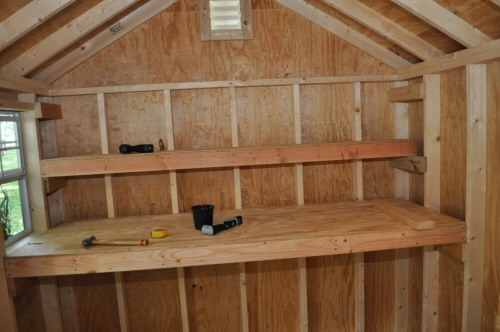 how to build shed storage shelves - one project closer