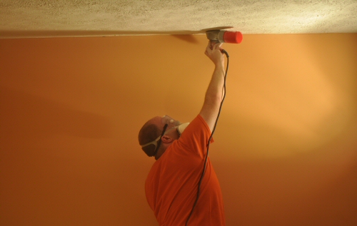 How To Remove A Stipple Ceiling By Sanding One Project Closer