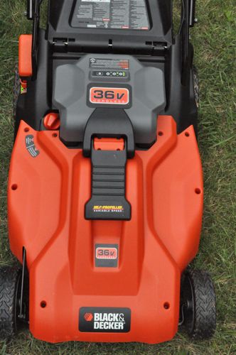 Black & Decker 38cm 36V Lithium-ion Cordless Lawn Mower with two