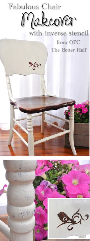 Bird Stencil on Chalk Paint Chair Makeover - OPC The Better Half