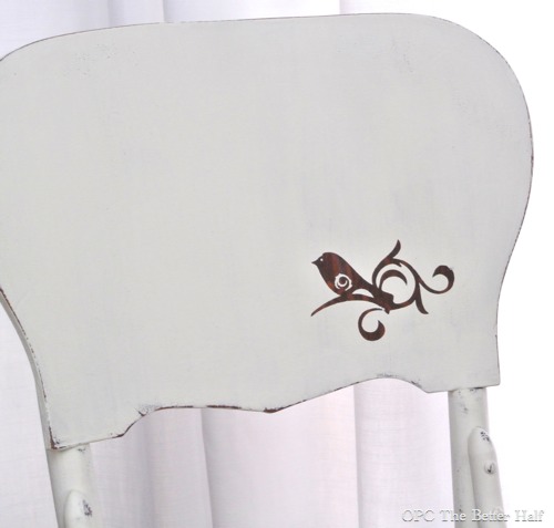 Bird Stencil on Chalk Paint Chair Makeover - OPC The Better Half