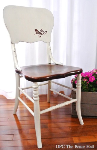 Bird Stencil on Chalk Paint Chair Makeover - OPC The Better Half