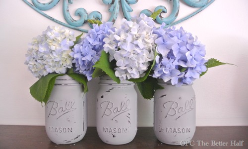 Painted Mason Jars with Flowers from OPC The Better Half