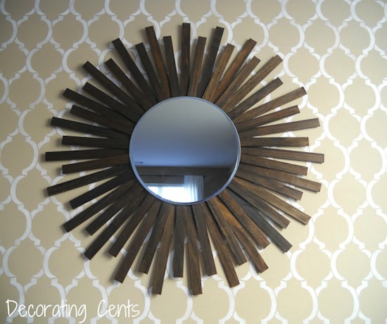 paint stick sunburst mirror