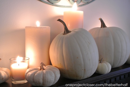 White Pumpkins and Candles - One Project Closer