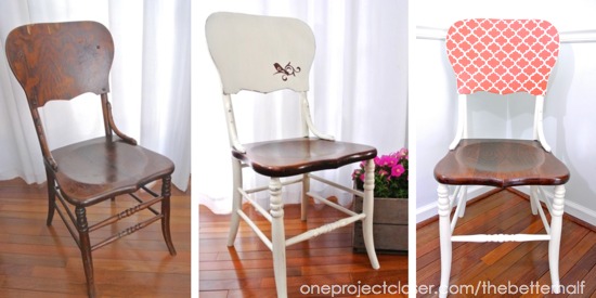 SIDE BY SIDE CHAIRS Dining Room Chairs Makeover with Annie Sloan Chalk Paint - One Project Closer