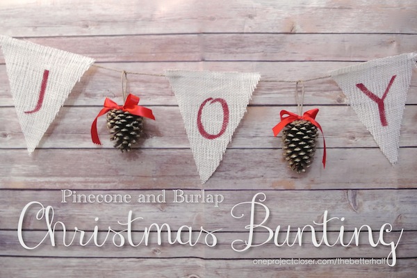 DIY Pinecone and Burlap Christmas Bunting