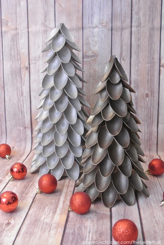 Plastic Spoon Christmas Trees - One Project Closer