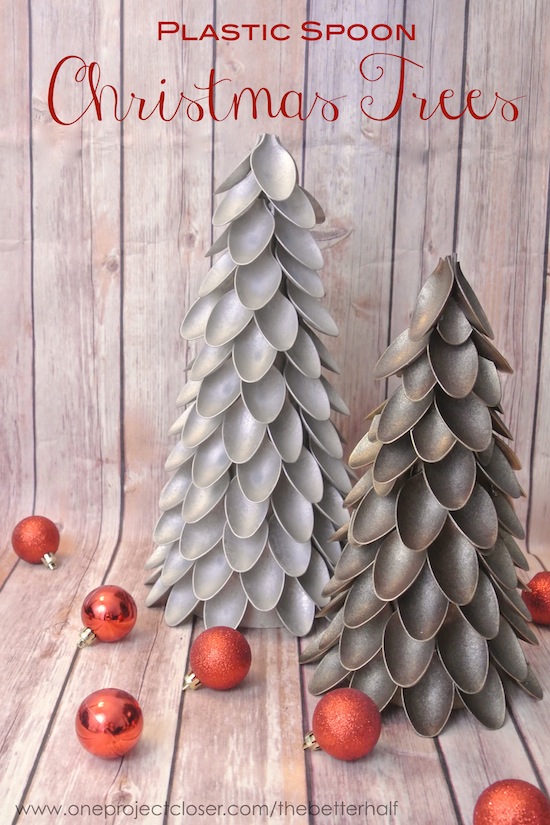 Plastic Spoon Christmas Trees - One Project Closer