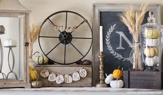 rustic-thanksgiving-vignette-monogram-letter-upcycledtreasures