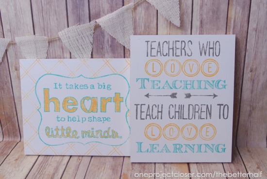 Wooden Sign Tutorial for homemade teacher gifts from One Project Closer