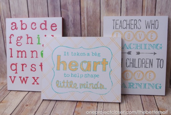 Wooden Sign Tutorial for homemade teacher gifts from One Project Closer
