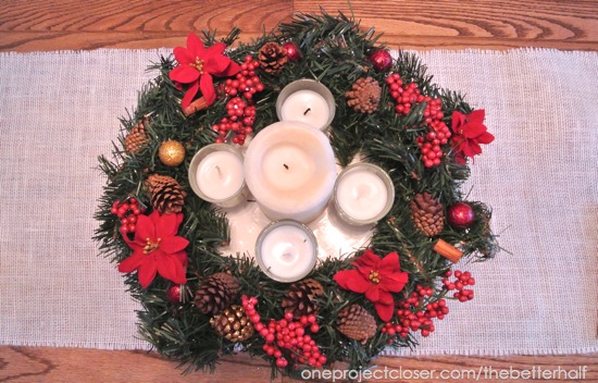 Dollar Store Advent Wreath - One Project Closer