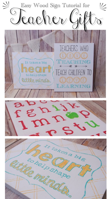 Homemade teacher gifts: Easy Wooden Sign Tutorial from One Project Closer