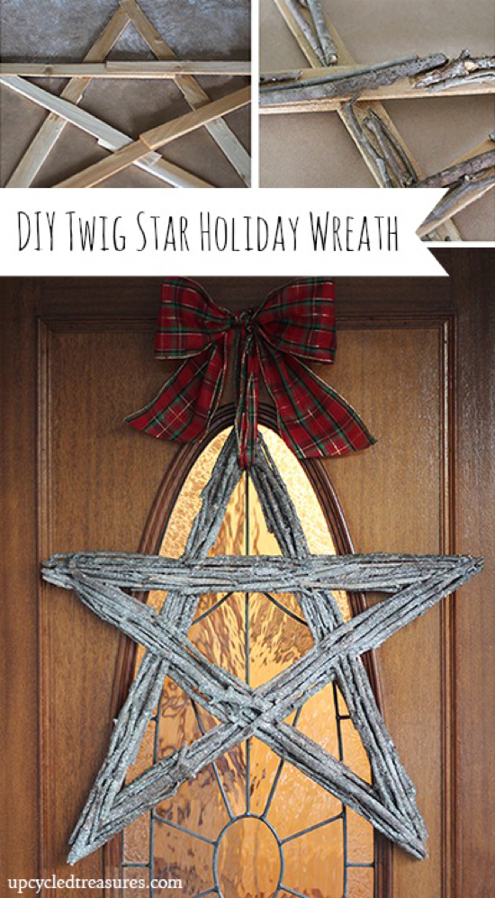 diy twig star holiday wreath from upcycledtreasures and OPC