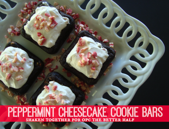 Holiday Desserts: peppermint cheesecake cookie bars from One Project Closer