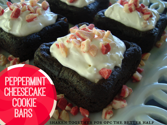 Holiday Desserts: peppermint cheesecake cookie bars from One Project Closer