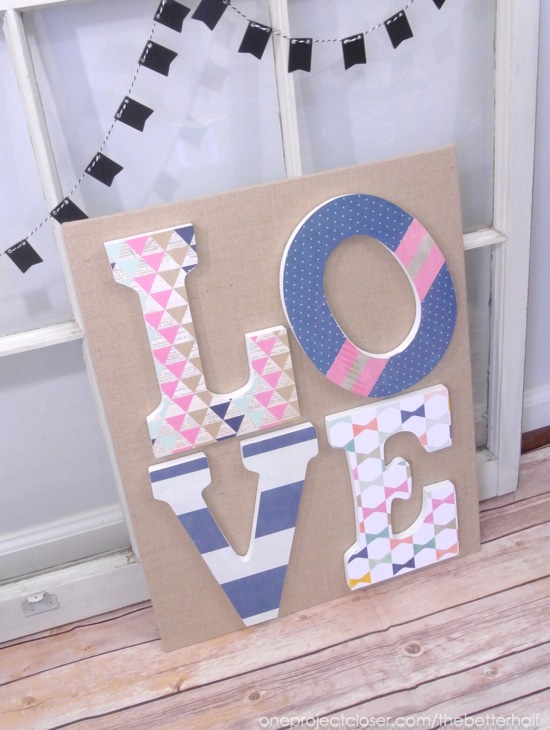 LOVE Burlap Canvas from One Project Closer