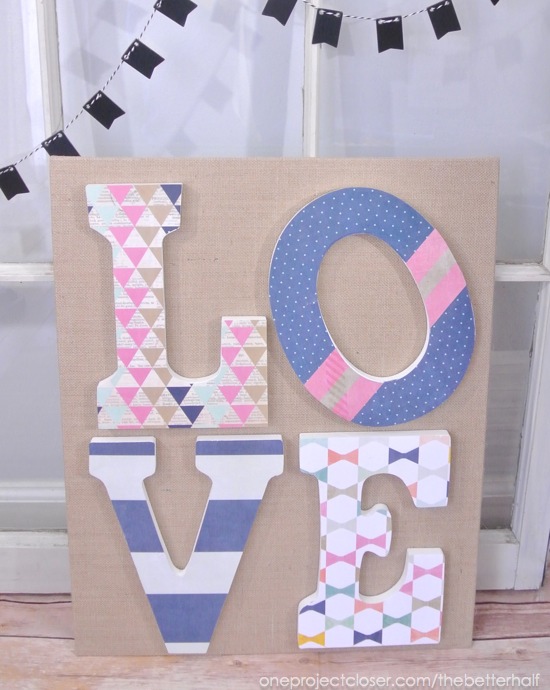 LOVE Burlap Canvas from One Project Closer
