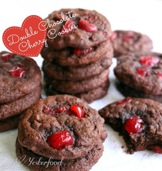 Double Chocolate Cherry Cookies by Yesterfood