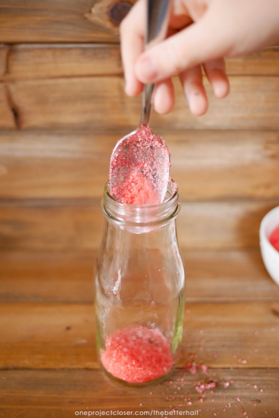 Homemade Holiday Candy Cane Bath Salts with Essential Oils from One Project Closer