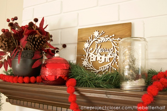 christmas-mantel-JOY-embroidery hoop-ornaments-One-project-closer