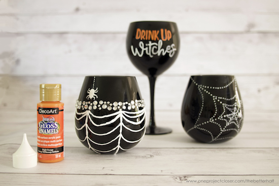 Halloween Wine Glasses, Set of Two