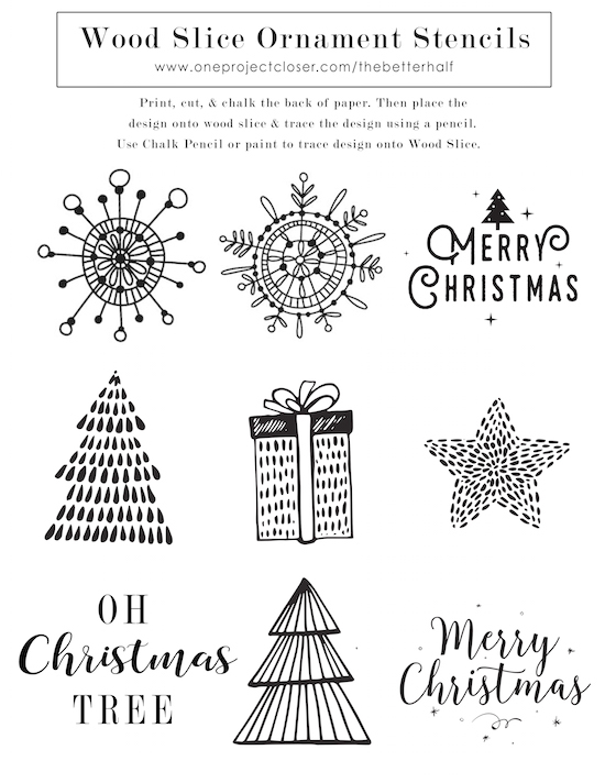 DIY Scented Wood Slice Ornaments with Printable Stencils DIY Scented Wood Slice Ornaments with Printable Stencils