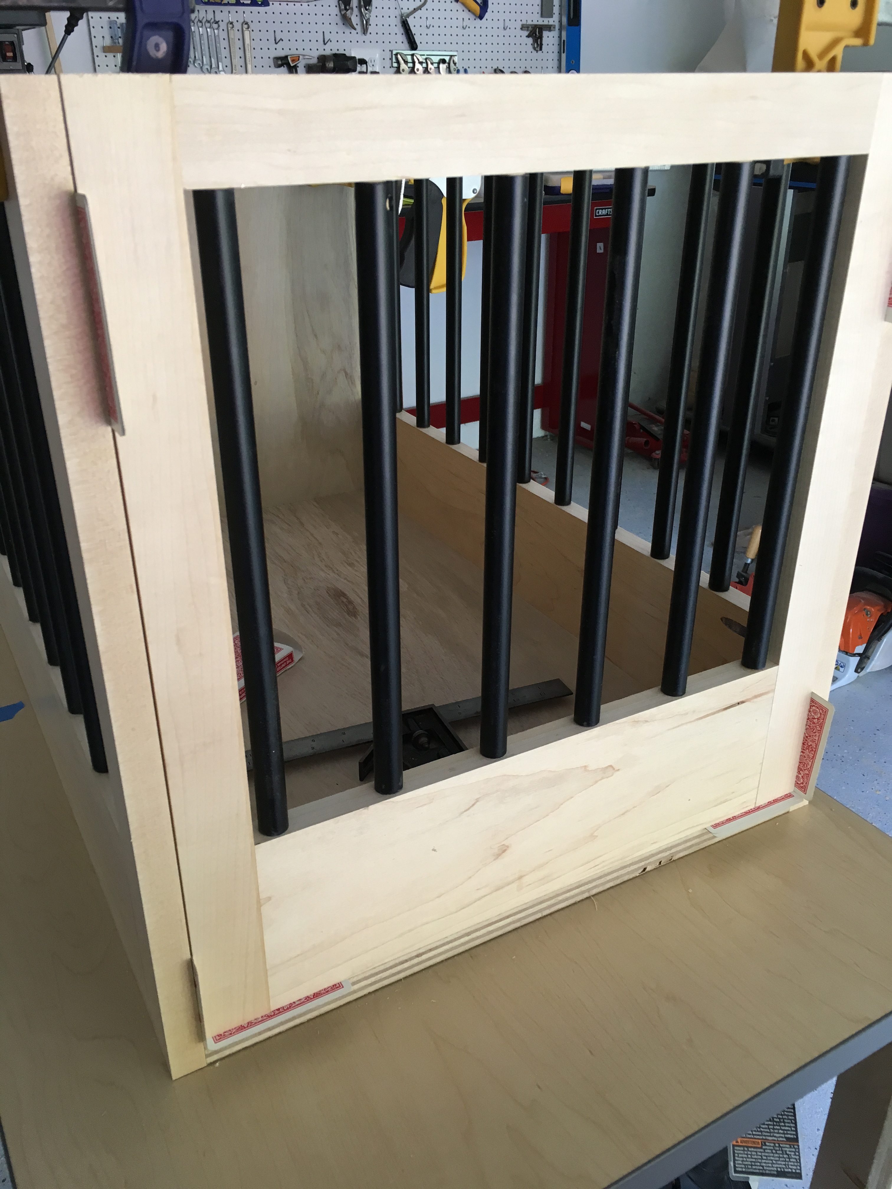 Made a dog crate console table using plans from ! I'm an amateur  learning new skills with each piece- this was the first time I installed a  drawer, used pocket holes, and