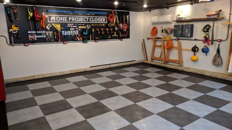 How to Install Garage Floor Tile (Motordeck Tile Example) - One Project ...