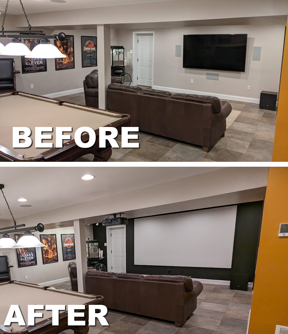 Home Theater Before and After Picture